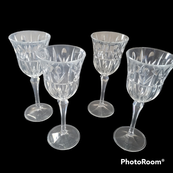 Set of Four Crystal Wine Glasses Block Crystal Tulip Garden Design - Picture 1 of 7